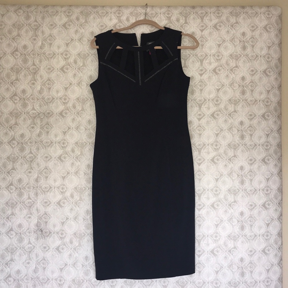 Dark navy blue dress.